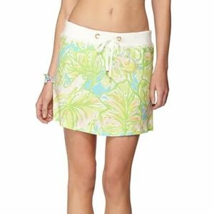 Lilly Pulitzer Hayden Linen Skirt Elephant Ear Print Green White Pink Small